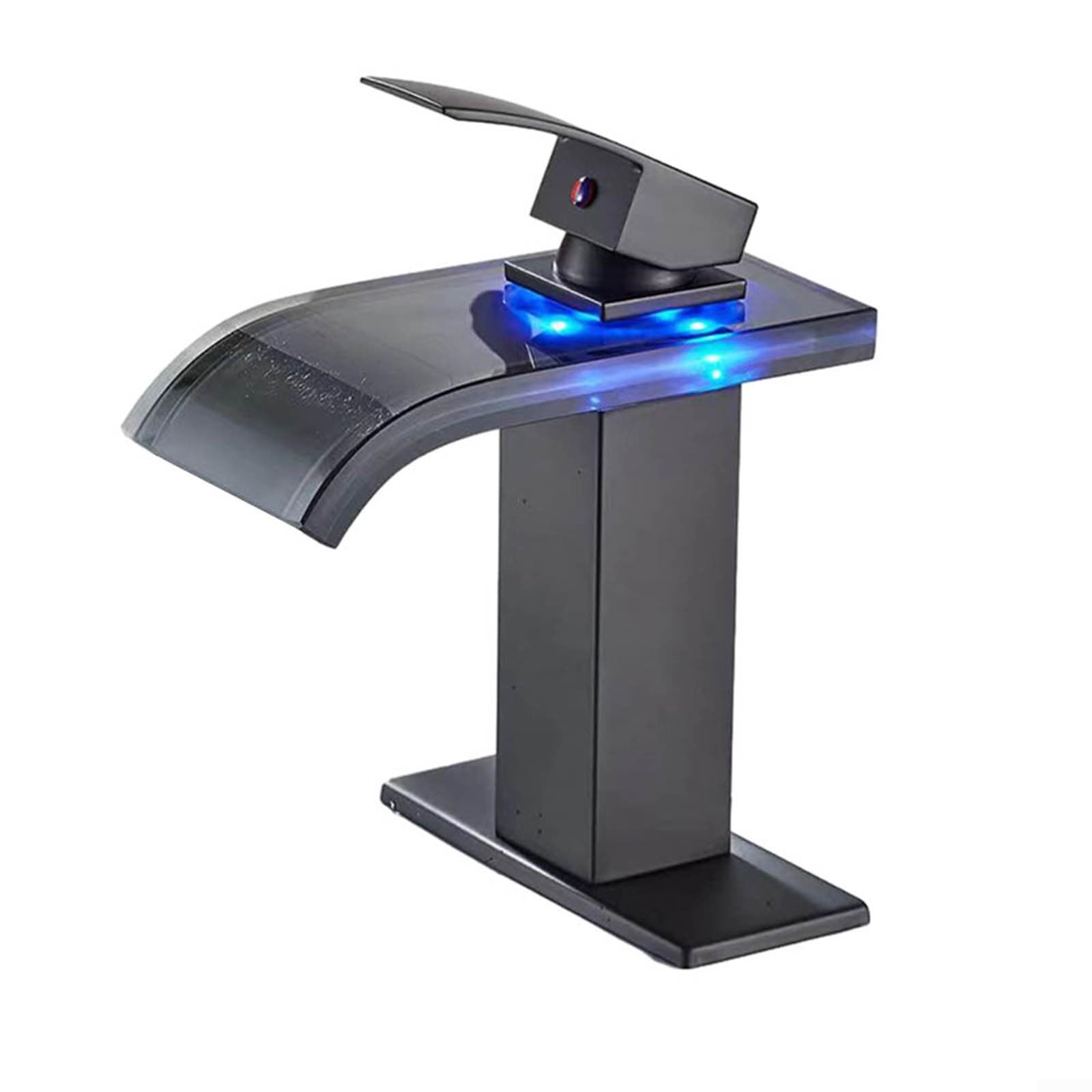 Kran wodospadowy LED – nowoczesny kran łazienkowy i kuchenny ze światłem odpornym na temperaturę, przyjazny dla środowiska design, łatwe wkładanie, bateria zlewozmywakowa Slish do modernizacji domu