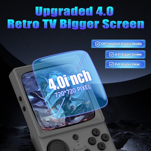 Image of R36TMAX Retro Handhled Game Console, 4.0 Inch Retro Gaming Console with 4000mAh Battery, 64GB TF Card with Video Games, Portable Retro Game Console Supports WiFi Networked Fighting, Gray