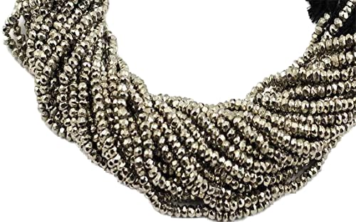 Perline Gemstone 100 Strand Natural Dark Silver Pirite Faceted Rondelle 3 mm-3,5 mm 13,5 pollici Codice HIGH-13892