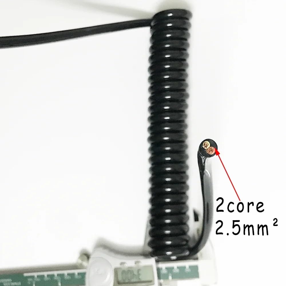 Cavo elettrico a spirale Cavo retrattile a 2 conduttori da 2,5 mm² diametro esterno 8,0 mm Cavo a molla in TPU da 2,5 m/5 m/7,5 m for uso esterno(1.25meters)