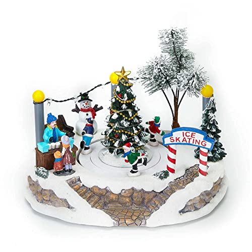 innodept12 Winter LED-Lighted Christmas Village Scene, Illuminated & Animated Lighted Musical Christmas Village with Center Tree and Moving Ice Skating Rink Decoration, Battery Operated by innodept12 - Used condition - Image 3