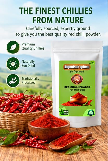 Image of Anjanisut Spices Black Pepper Whole, Fennel Seeds, Red Chilli Powder, Turmeric Powder, Combo of 4, Bold Pungent Flavor | Sweet Mouth Freshener | Sharp Fiery Lal Mirch | High Curcumin Haldi, 100g each Total 400 Gram