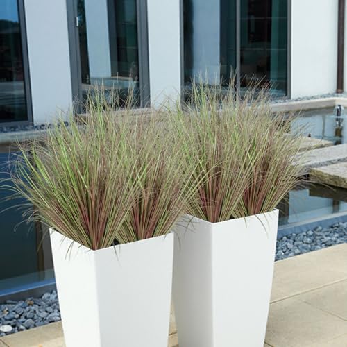 Betylifoy Artificial Grass Plants Outdoor 20PCS UV Resistant Faux Wheat Grass Fake Shrubs Purple Green Onion Grass Artificial Greenery Stems for Indoor Outdoor Office Home Decor image 4
