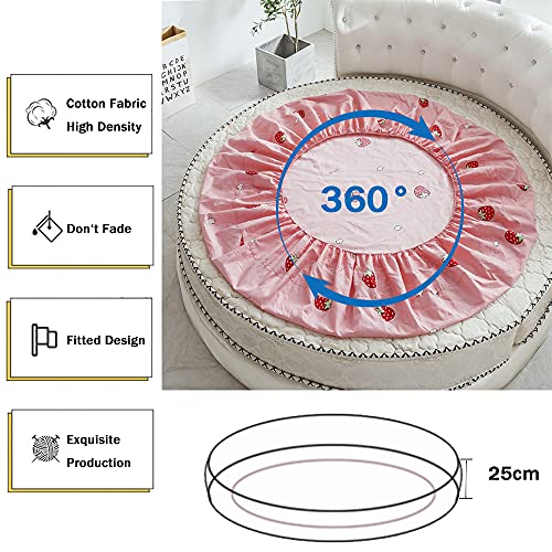 Drap housse rond de 220cm avec poche profonde 25cm en coton beige - 8