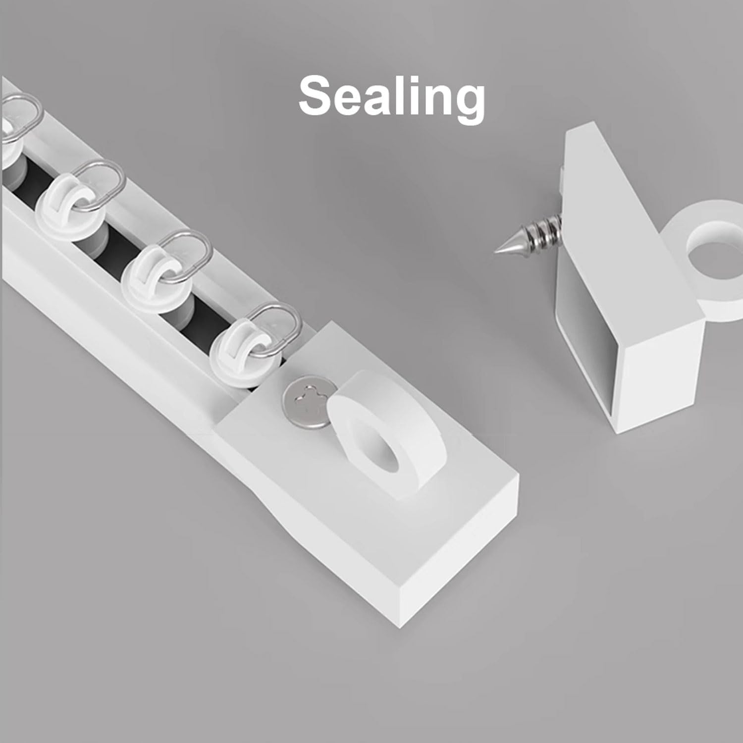 Sistema di binari autoadesivi, 4,2 m, senza fori, per soffitto/parete, divisore per asta per tenda scorrevole per armadio, doccia, salvaspazio, facile installazione, durevole, design moderno