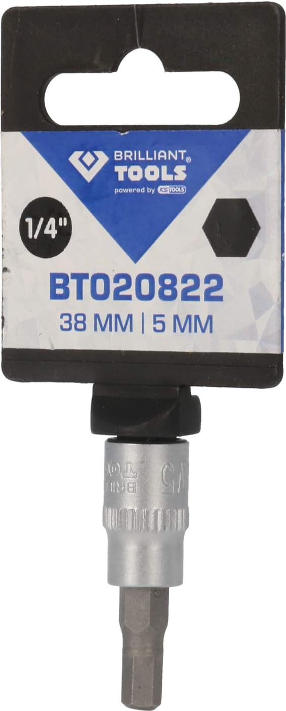 BRILLIANT TOOLS BT020822 1/4 Inch Hex Bit Socket, 5 mm [Powered by KS Tools]