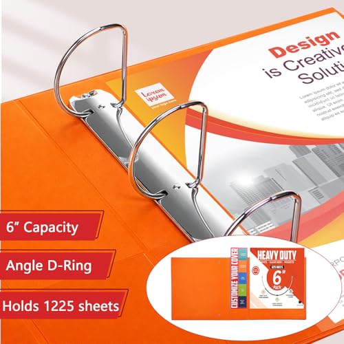 Image of Sinload 6 Pcs 3 Ring Binder, Large Capacity D Ring Binders with Pockets, 8.5 inch x 11 inch Presentation Folder View Binder with Customizable Clear Cover for Documents Files Projects (Multicolored,6 Inch)