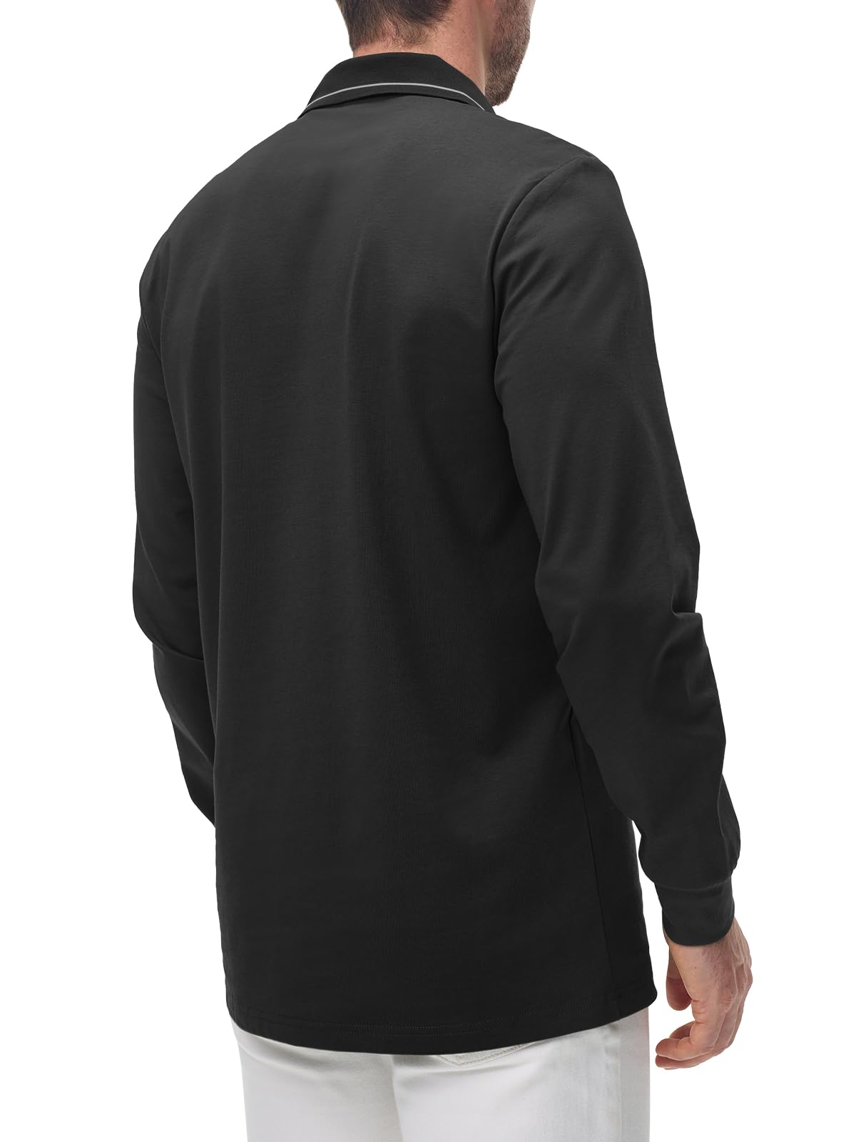 Comilaka Uomo Polo Casual Manica Lunga Poloshirt Top Golf Maglietta Cotone Colori a Contrasto Autunno Inverno Classico