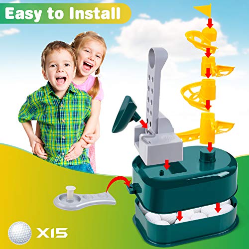 TREYWELL Kids Golf Clubs, Toddler Golf Set Golf Toys for Kids Outside Lawn Sport Toys with 15pcs Golf Balls Portable Indoor Outdoor Activities for Boys Girls Birthday Gifts Toys for 2 3 4 5 6 7 8