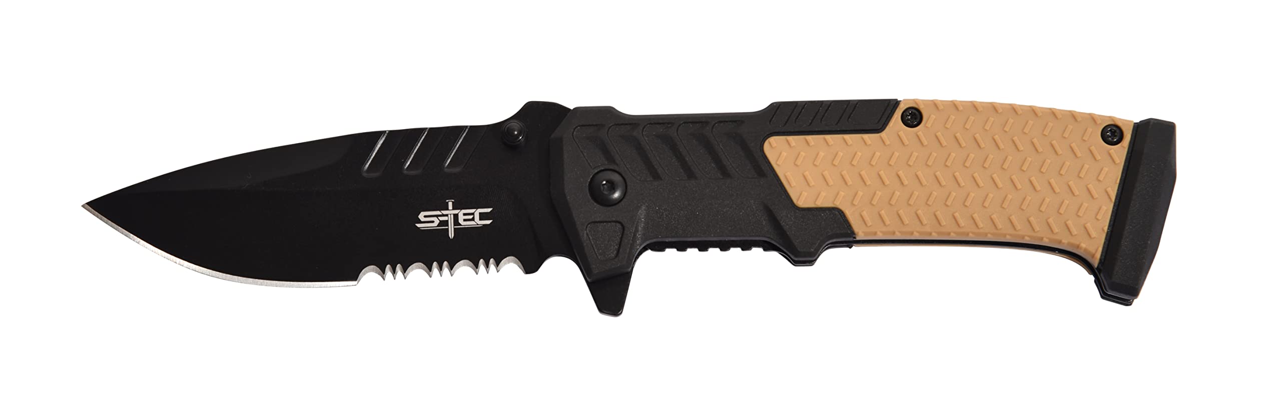 S-TEC 8.25 inch Recon Series Assisted Folding Knife with ABS & Rubber Handle - multiple style & color to choose from - (TS014 Orange Tan)