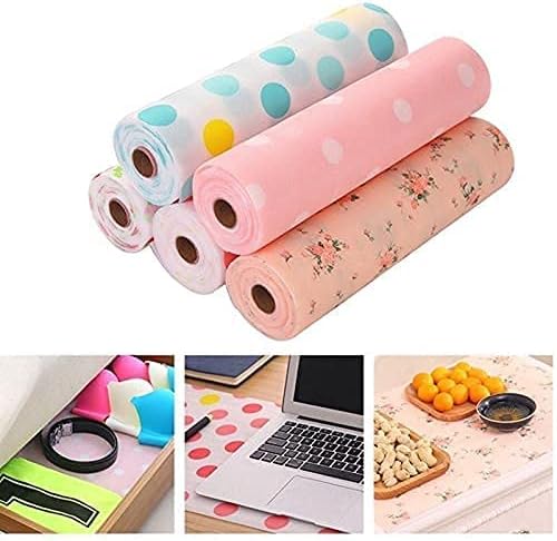 Shivstor 1 Pcs Antibacterial Kitchen Drawer Mat Non Slip Shelf Liner Waterproof Plastic Cupboard Mat Polka Dot Printed Cabinet Liner Roll for Kitchen Shelves, Floor & Storage
