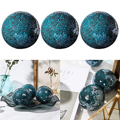 Miniatura 10 de Meriglare Esfera De Mosaico Bolas De 8 Cm Artículos Para El Hogar Centro De Mesa Juego Orbes Decorativos Bola Decorativa Globo Para Adornos Mesa De Centro - Azul 3 Piezas