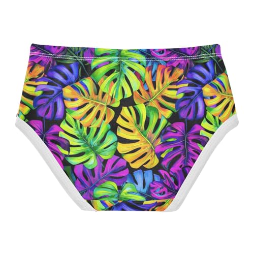 Joisal Toddler Girls Underwear 2t Cotton Little Girl Panties Florals Briefs Undies Kids Vibrant Monstera Leaves2