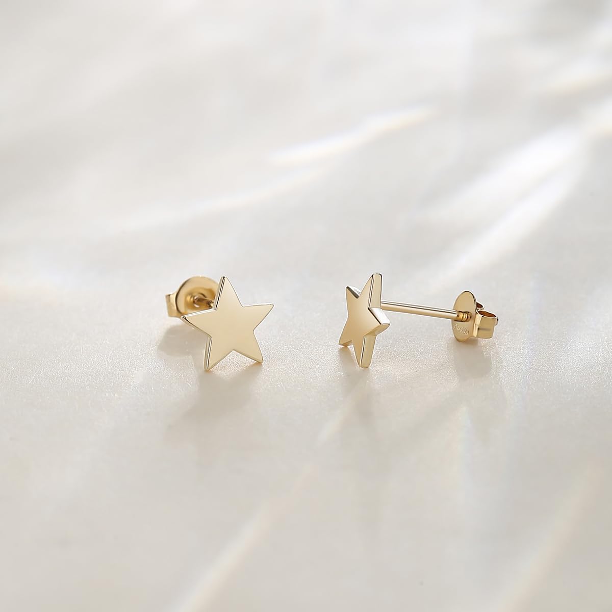 14K Solid Yellow Gold Moon/Star/Moon/Shell Stud Earrings Dainty Tiny Delicate Durable Small Earrings Fine Jewelry Birthday Gifts for Women - Image 4