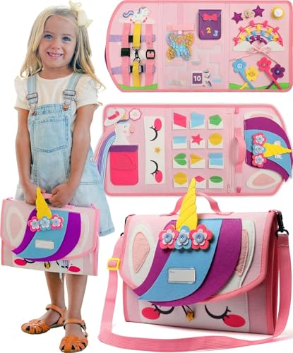 PUTSKA Busy Board Montessori Toys, Busy Book for Toddler Girl 3+ Years, Sensory Toys, Educational Learning Activities for Learning Fine Motor Skills, Kids Travel Essentials, Birthday Gift for Girls