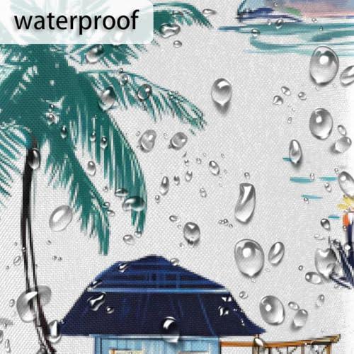 Rideau de douche en polyester motif île tropicale lavable et ultra imperméable