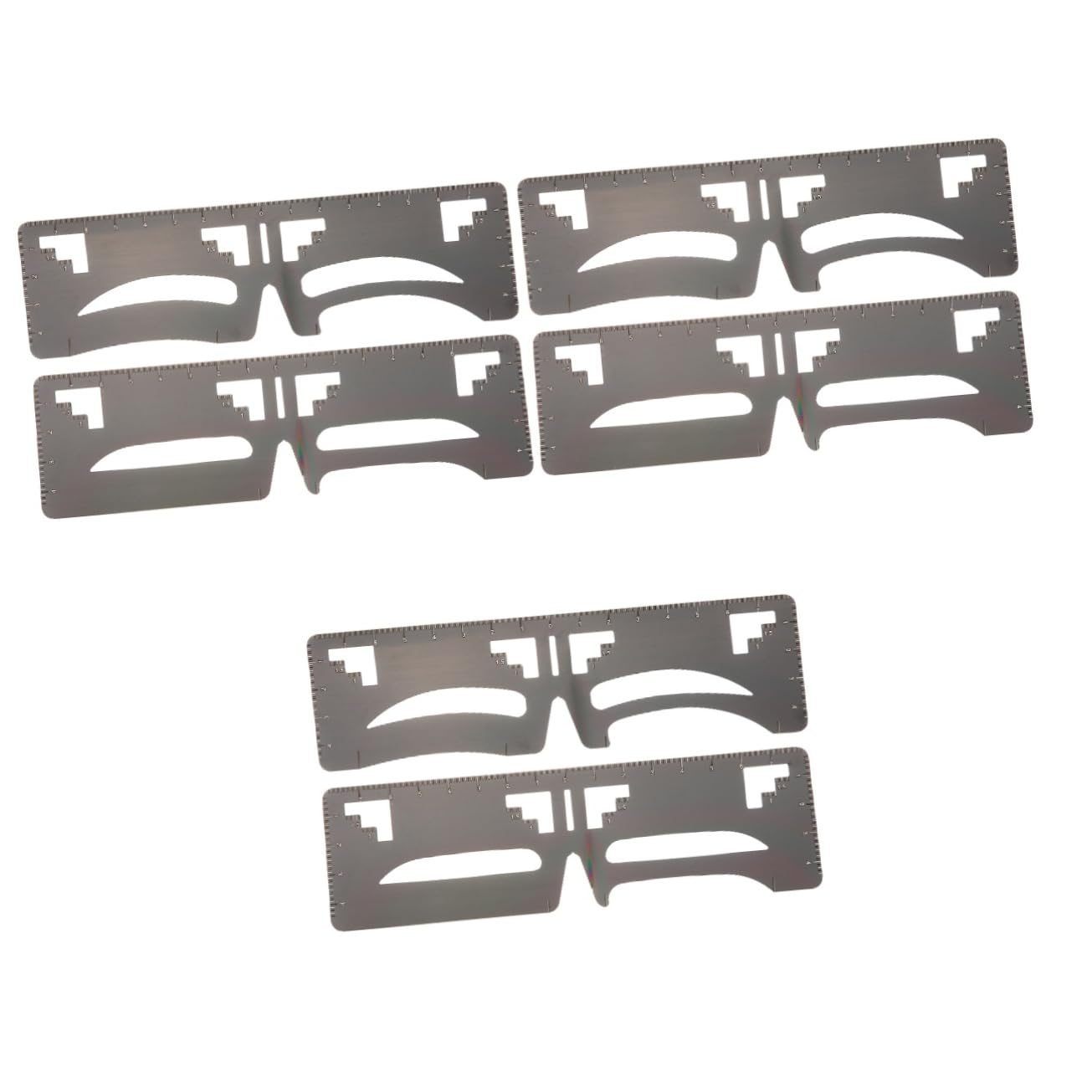minkissy 6 piezas de regla de cejas, moldeador de cejas, plantilla de cejas, plantilla de cejas, regla de moldeo de cejas, moldes de mapeo de cejas, regla en T, herramienta de equilibrio de acero
