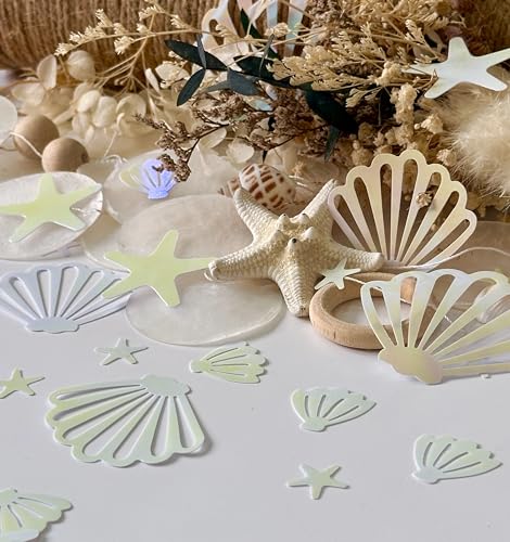 Image of Seashell Confetti Table Decor,200PCS Pink Mermaid BIrthday Party Confetti | Ideal Decor for Mermaid Birthday,Summer Beach Themed,Baby Shower,Starfish Ocean Party Decorations