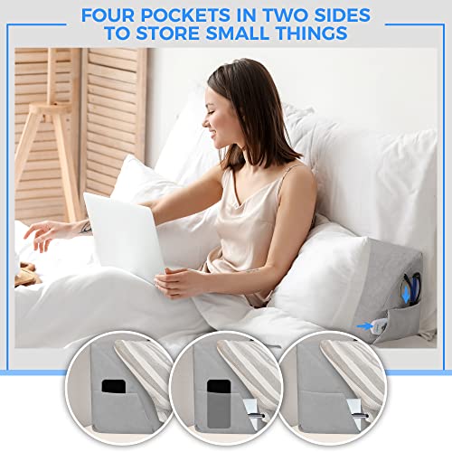 Aurako King Size Bed Wedge Pillow Headboard Pillow Mattress Wedge Bed Gap Filler Triangle Back Cushion Memory Foam Wedges Body Positioners For Sleeping Body Lumbar Backrest Reading Bolster Pillow #TOP2