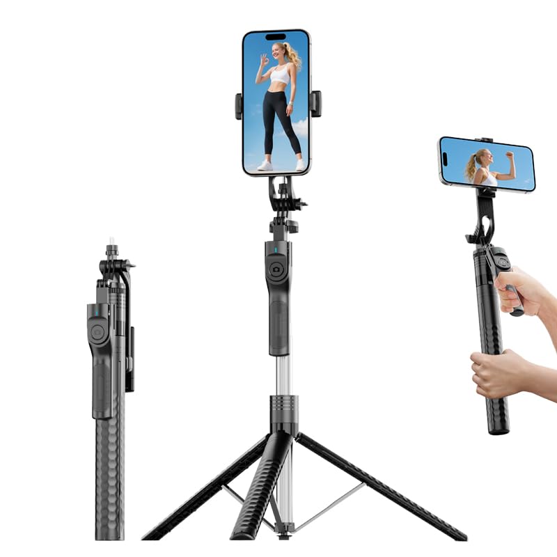 Phone Tripod and Selfie Stick, Extendable Cell Phone Tripod with Wireless Remote, Tripods Stand for iPhone & Travel Selfie Stick 360° Rotation Compatible with iPhone Android, Camera
