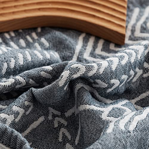 MEJU Manta ligera de verano estilo Boho para cama, sofá y sofá, 100% algodón peinado, manta de 3 capas suave y cálida de secado rápido, cubierta para cama (Boho, Twin 60 in x 80 in) miniatura 5