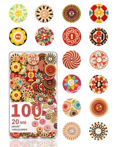 100PCS Buttons for Crafts 20mm Large Wooden Button for Sewing