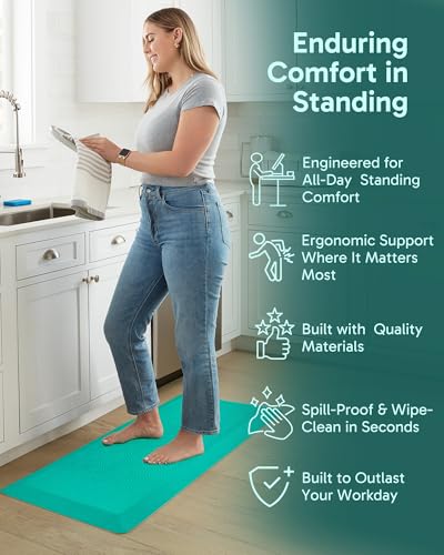 Image of Ophanie Kitchen mats for Floor, 3 /4 inch Thick, Kitchen Rugs, 20x48 Anti Fatigue Standing Cushioned Mat,Waterproof,Comfort Ergonomic mat for Office, Home,Sink with 99+ Pairs of Anti-Slip Bottom Ridges
