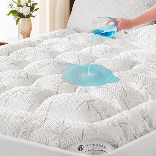 PRIMESOFT 100% Waterproof Queen Size Mattress Topper, Thick Pillo...