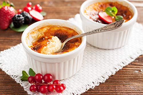 K BASIX 4.5 Oz. Porcelain Ramekins, Pudding Cups | Dipping Bowls | Souffle Dishes for Creme Brulee | Classic Style White Ramekins for Baking -Set of 6 - Oven Safe