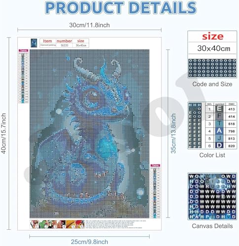 Image of Jasol Diamond Painting Kit, 40x30 Cms, Full Drill, 5D Crystals, Home Wall Decor Gift Set (Baby Dragon M45613)