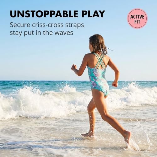 Image of Kanu Surf Girls' Reese UPF 50 Beach Sport Criss-Cross One Piece Swimsuit