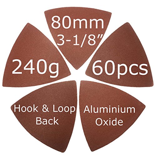 Xxgo 60 Pcs 240 Grits 3-1/8 Inch 80Mm Triangular Oscillating Tool Sanding Paper For Wood Sanding Xg8020240 #TOP1