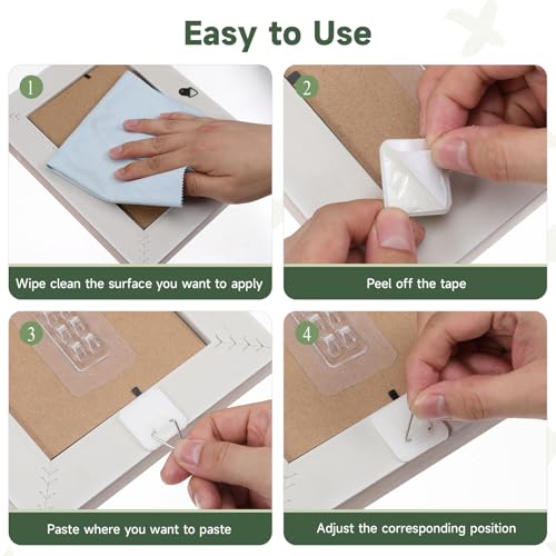 Image of 60Pcs Sticky Picture Hangers Without Nails Adhesive Plate Wall Hanging Frame Hooks White Plastic Frames Hooks Picture Frame Hook (Round Square)