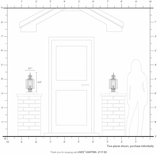 Miniatura 9 de Livex Lighting 2117-02 Poste al aire libre con pantallas de vidrio biselado transparente, latón pulido