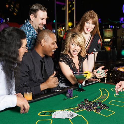 COSTWAY Pokerset 600 Chips, Pokerkoffer mit 6 Kartendeck, 5 Würfel, Dealer Button, Matte, Kartenmischer & Kartengeber, Aluminium Kasino Poker Komplett Set abschließbar, Profi Texas Hold'em (600 pcs) – Bild 3