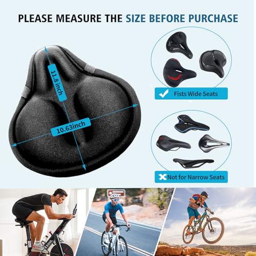 HUIOK Cubierta de Asiento de Bicicleta Gel Ancha Almohadilla para Bicicleta de Ejercicio para Mujer y Hombre, Cómoda, para Bicicleta Estacionaria, Spin y Cruiser, Indoor Outdoor, Resistente al Agua y al Polvo miniatura 4