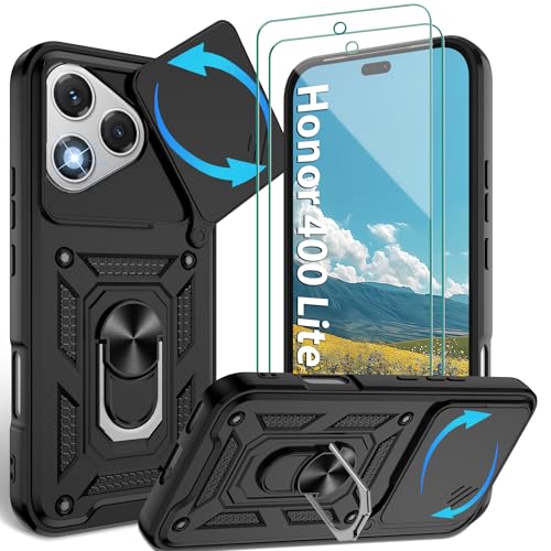 Jshru pour Honor 400 Lite - Coque avec protecteur d'écran, protection intégrée pour l'appareil photo et support à anneau, coque antichoc de grade militaire...