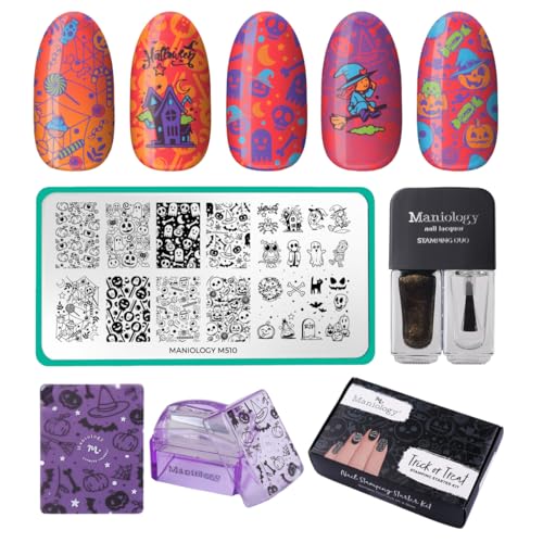 Maniology Trick Or Treat Nail Stamping Starter Kit, Spooky, Cute and Classic Halloween-Themed Manicure Designs