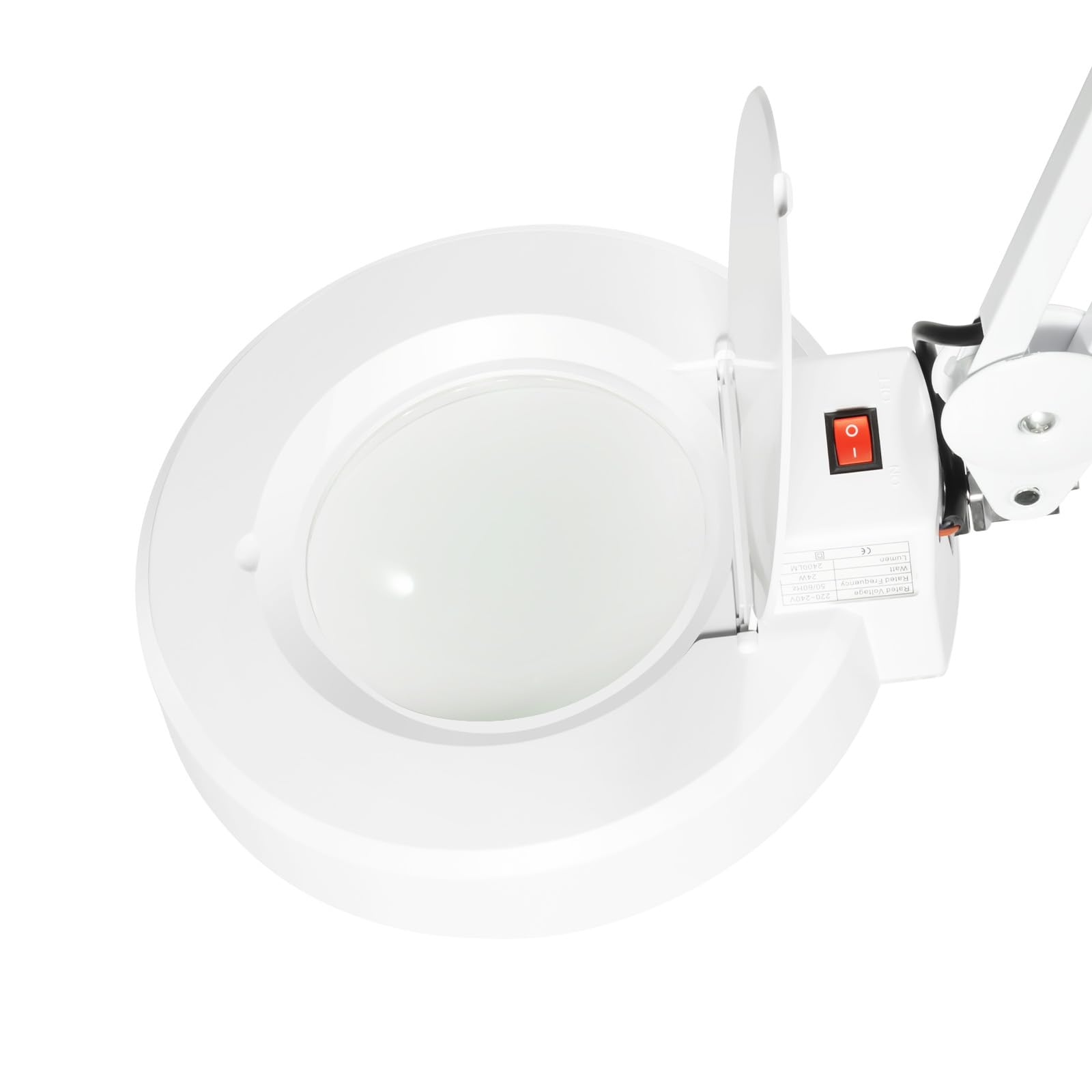 Lámpara LED con lupa con soporte, lámpara LED con lupa regulable, trípode enrollable, lente de 5 dioptrías de 125 mm, lámpara de lupa LED, brazo giratorio con iluminación, color blanco