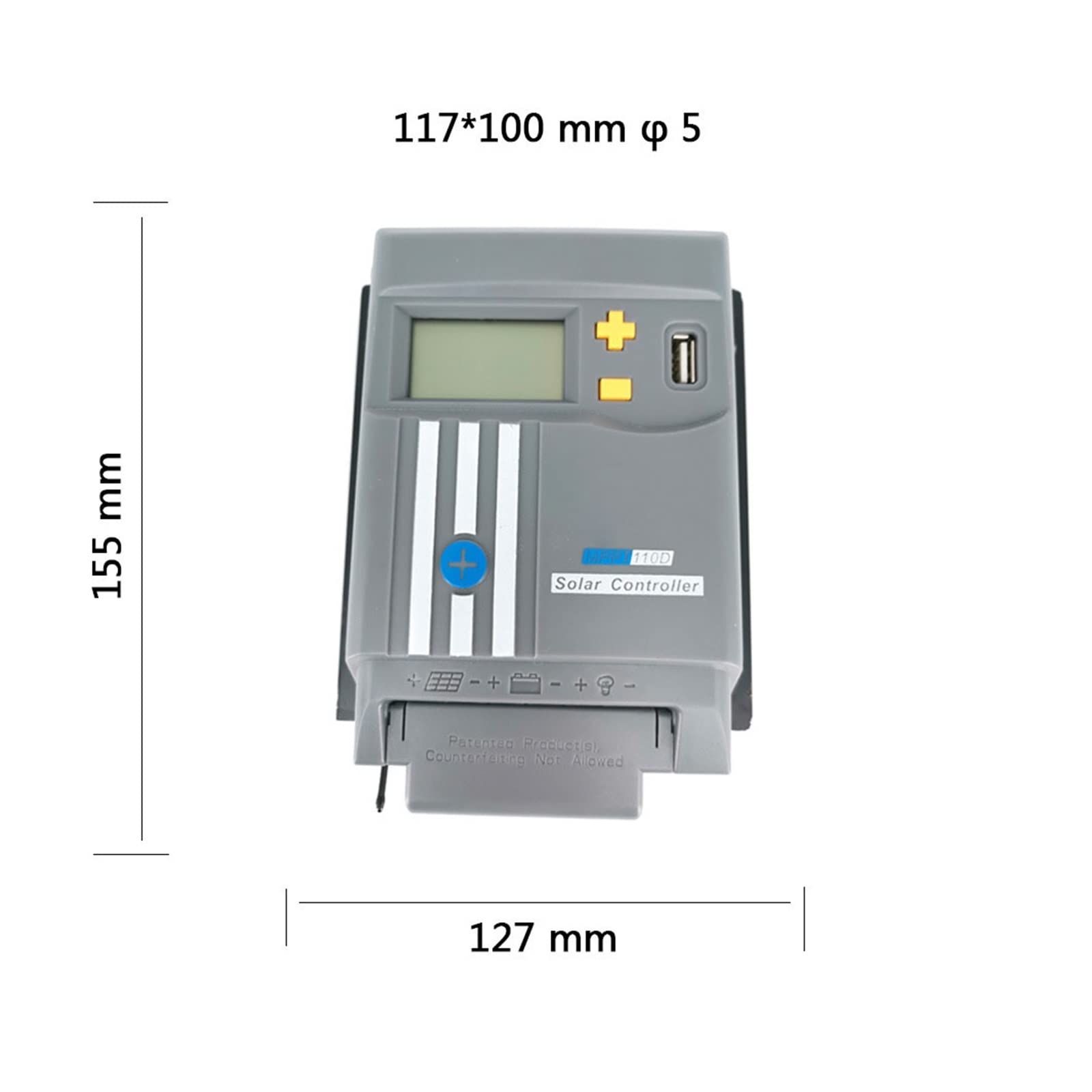 Controlador de carga solar 10A MPPT con dispositivo WiFi 12V / 24V Pantalla LCD Regulador de batería Dual USB LifePo4(MPPT110D WIFI)