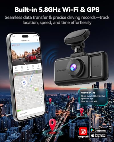 REDTIGER A6 3-Channel Dash Cam 2.5K Front 1080P Rear 64GB - Image 5