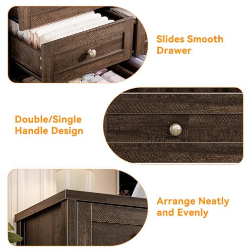 GarveeHome Wooden Dressers for Bedroom with 12 Drawers, Brown Modern Dresser for Adult Bedroom, Wood Chest of Drawers for Living Room, Closet, Entryway, Hallway, Wide TV Stand for 65 Inch TV by GarveeHome - Used condition - Image 6