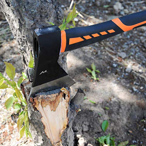 Chopping Axe, 15” Camping Outdoor Hatchet For Wood Splitting And Kindling, Forged Carbon Steel Heat Treated Hand Maul Tool #TOP2