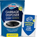 Glisten Garbage Disposer Cleaner, Lemon Scent Odor Eliminator, 4 Packets