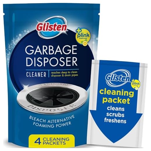Glisten Garbage Disposer Cleaner, Odor Eliminator with Foaming Action, Removes Build-up and Deep Cleans, Lemon Scent, 4 Uses