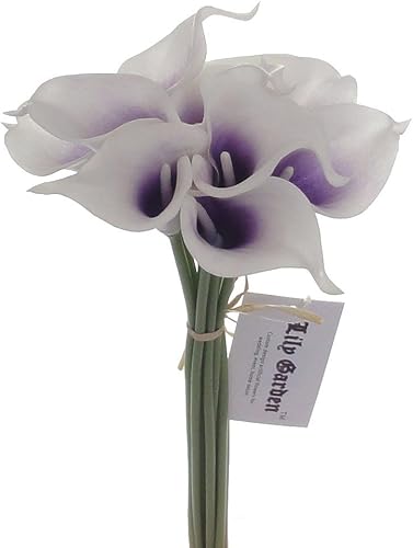 Ramos de flores artificiales de lirio de cala Picasso (morado y blanco)