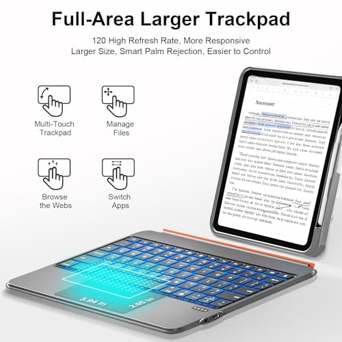 Image of Keyboard Case for iPad Pro 11 (M5 M4 2025 2024), Magnetic Detachable Keyboard with 120 Metal Stand, Larger Trackpad, 7 Color Backlit Spring Keys, Stylus Holder, Slim&Lightweight (Dark Gray)