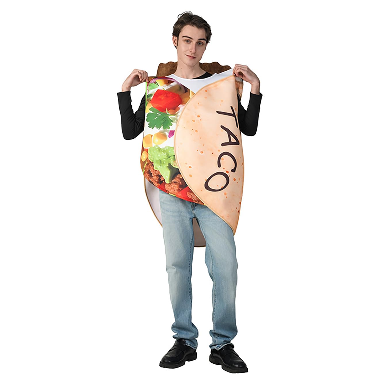 Disfraz de taco para adultos, disfraz de túnica con temática de comida mexicana, ideal para Halloween, carnaval, despedidas de soltero o eventos temáticos de comida (talla única)