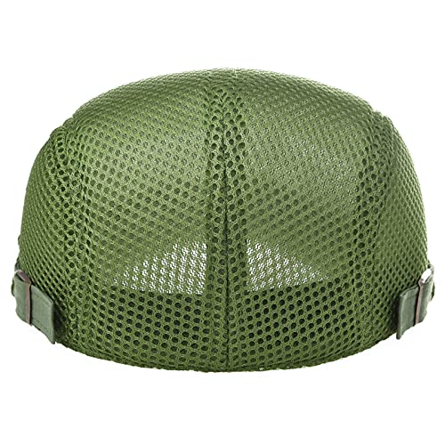 Voboom Men Breathable Mesh Summer Hat Adjustable Newsboy Beret Ivy Cap Cabbie Flat Cap (Green) #TOP3