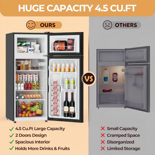Image of Manastin 4.5 Cu.Ft 2-Door Mini Fridge Freezer, 2-Piece Set for Dorm /Office
